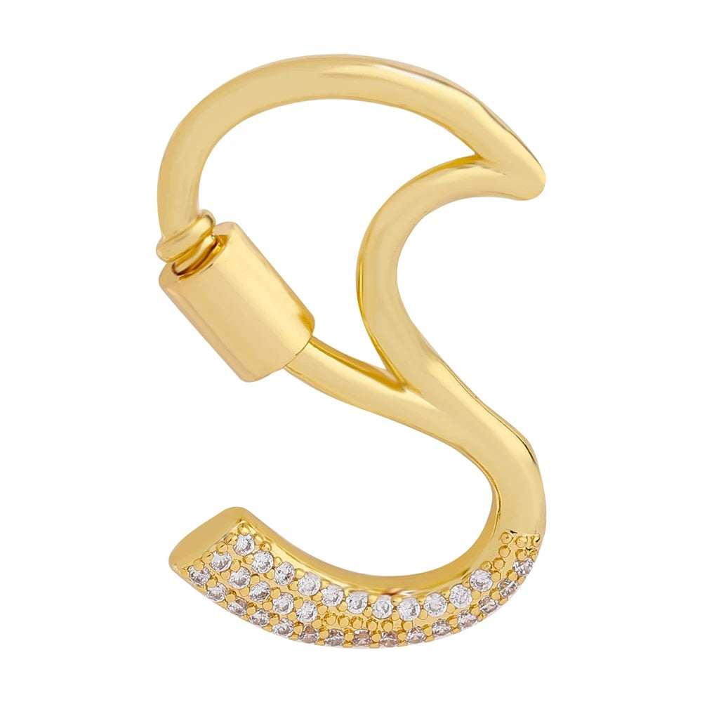 Juya 18K Gold Plated 26 Alphabet Letters Pendant Fasteners Bolt Carabiner Clasps For DIY Women Mesh Chains Name Jewelry Making