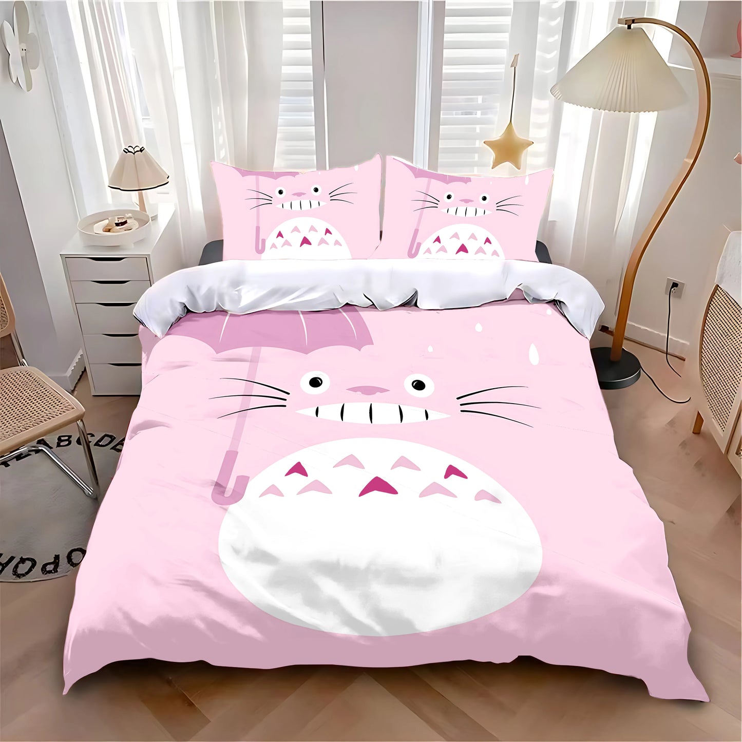 Duvet Cover Pillowcase Bedding Set Hot Anime Cute T-Totoroes Adult Boy Girl Bedroom Decoration Children Single Double Large Size