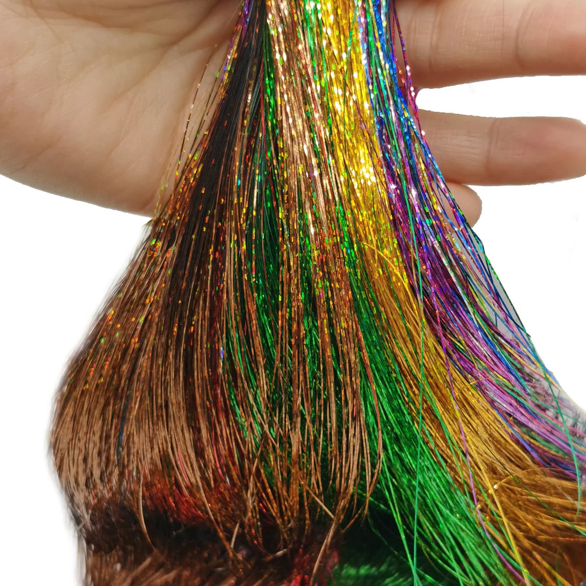 48 Inch Synthetic Hair Tinsel Kit 12 Colors Sparkling Extensions