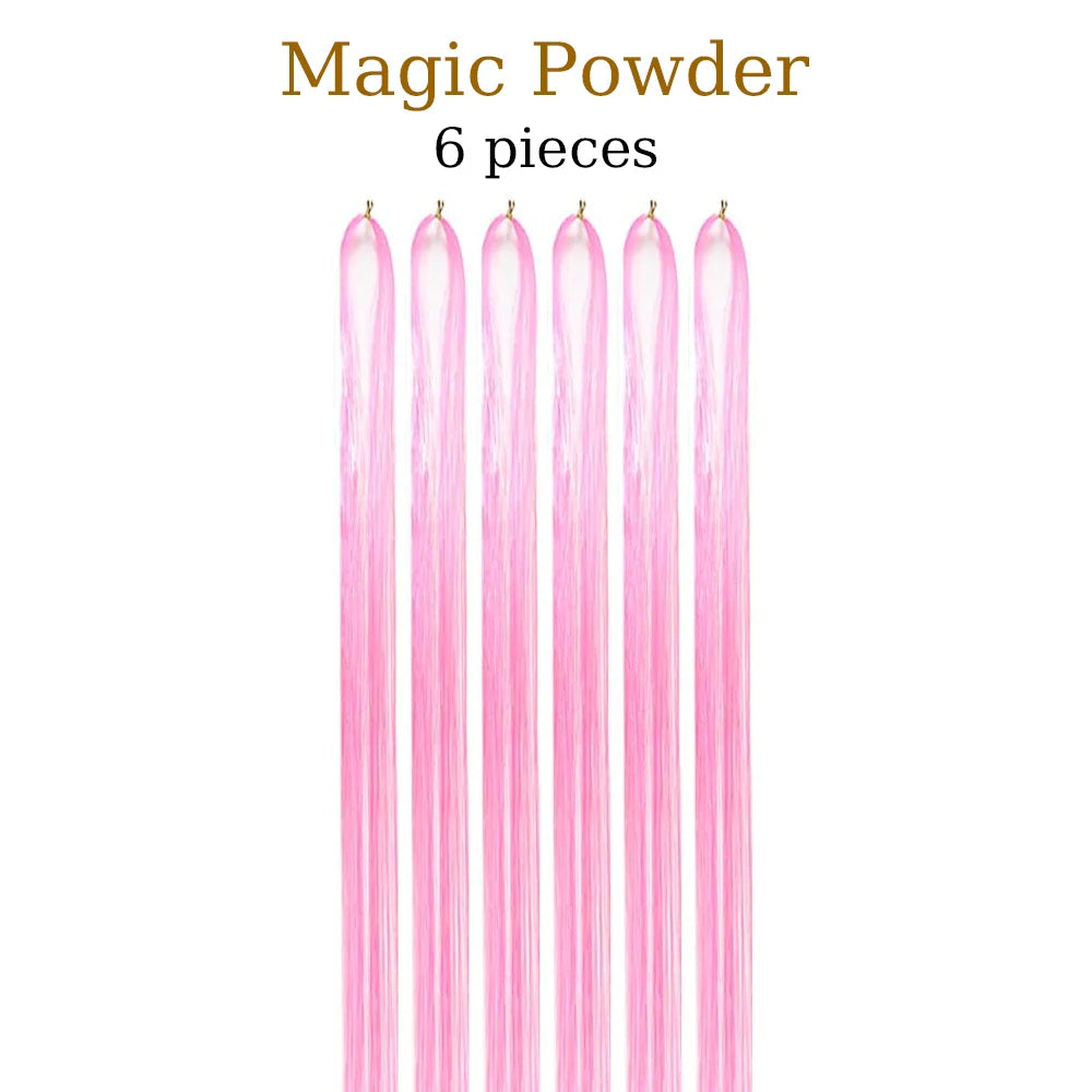 48 Inch Synthetic Hair Tinsel Kit 12 Colors Sparkling Extensions