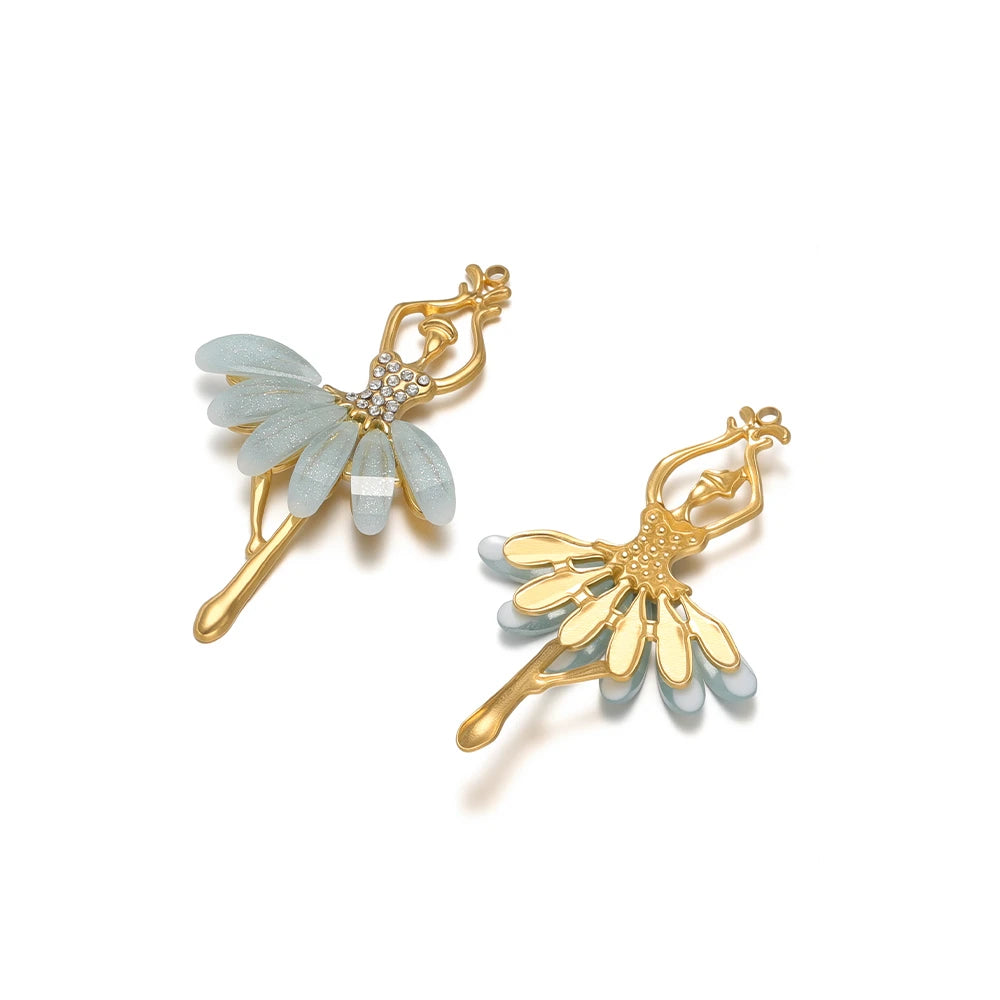 3pcs Stainless Steel Ballerina Pendants Luxury Rhinestone Charms Bulk for DIY Women Jewelry Making Necklace Bracelet Accessories