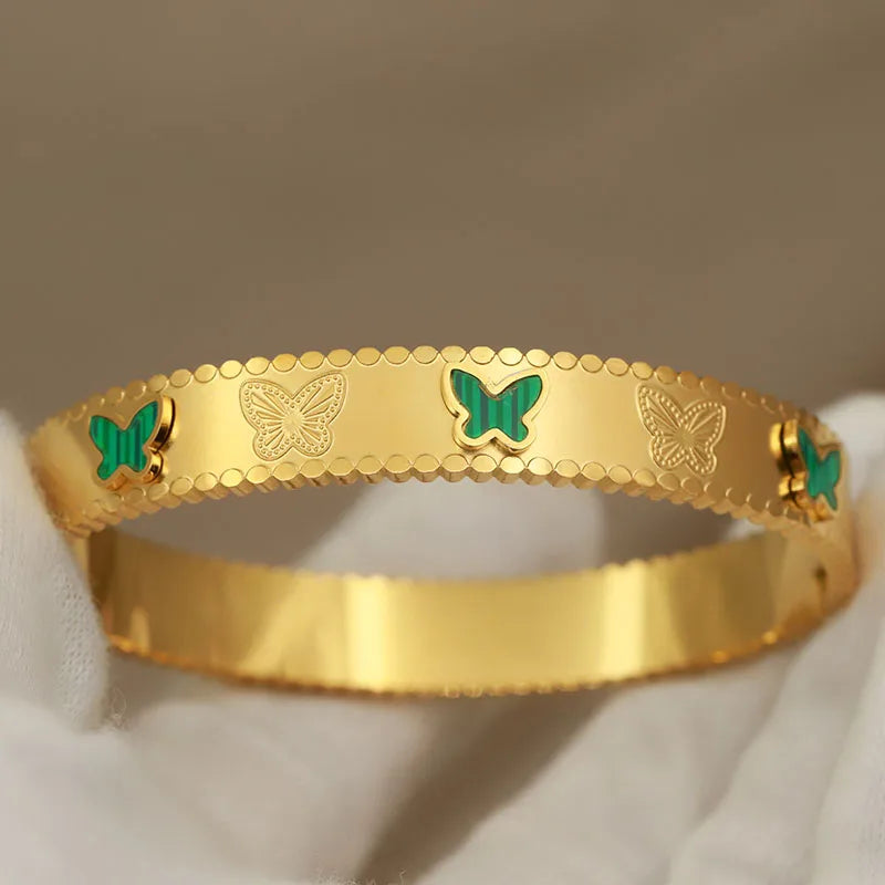 316L Classic Stainless Steel Metal Butterfly Bracelet for Women Elegant Bangles Rust-proof Bangle Wrist Jewelry