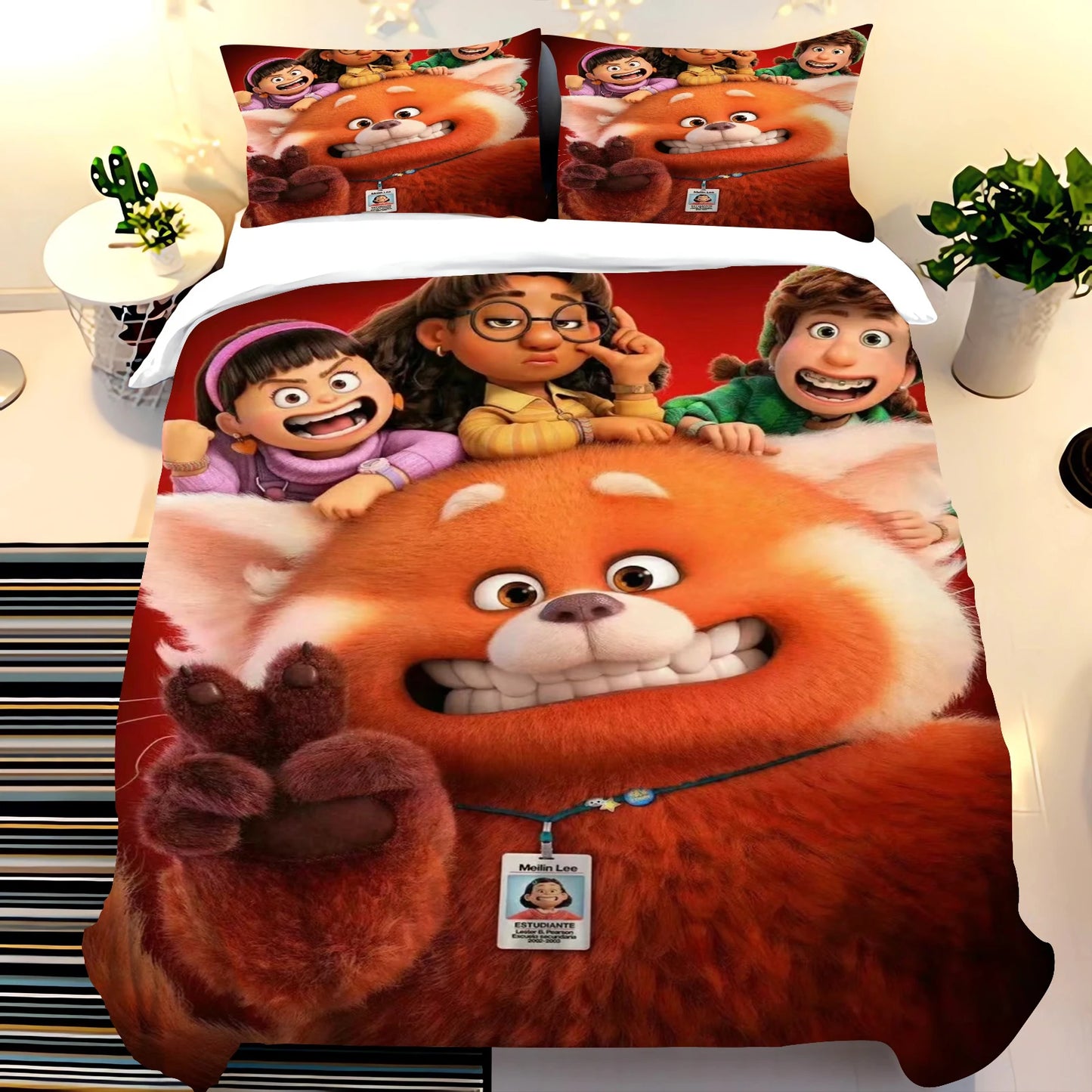 Pixar Red Panda Bedding Sets Duvet Cover Set King Size Children'S 3-Piece Set 1 Quilt Cover 100% Polyester  Home Comforter