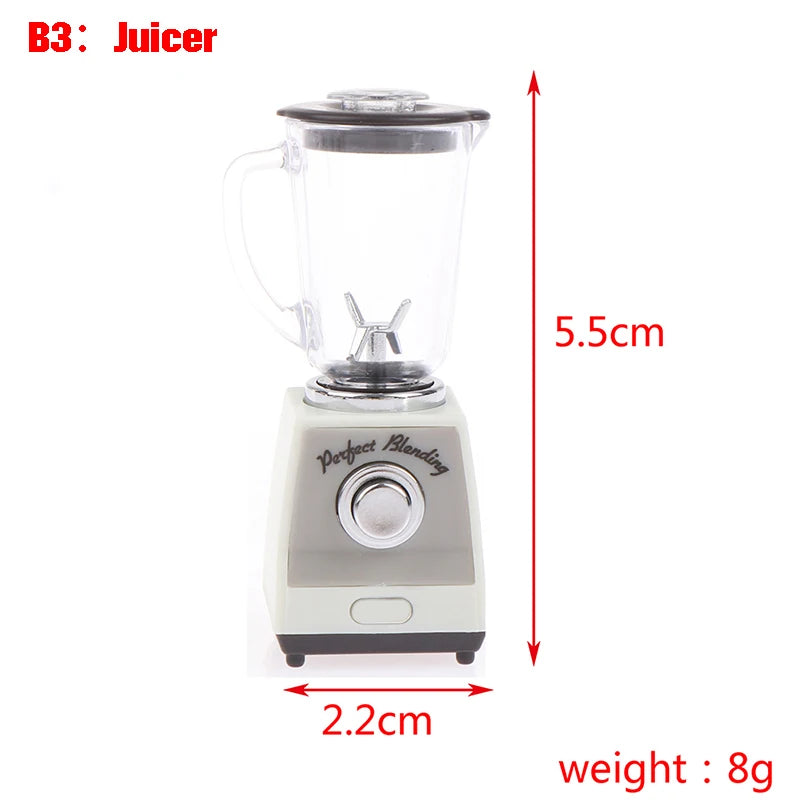 1:12 Dollhouse Miniature Juice Machine Cup Set Coffee Machine Mixer Machine Model Kitchen Doll Electrical Appliance Model Toys