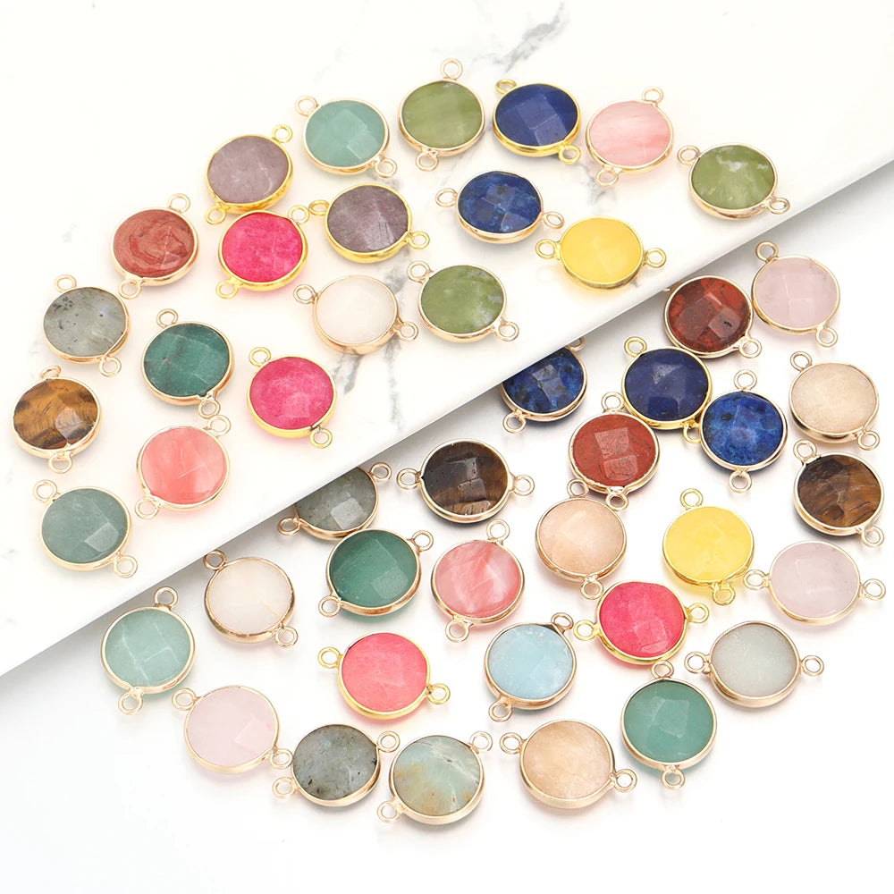 2-4pcs/lot Natural Stone Faceted Pendant Rose Quartz Lapis Lazuli Jade Charms For DIY Fashion Bracelet Necklace Jewelry Accessor