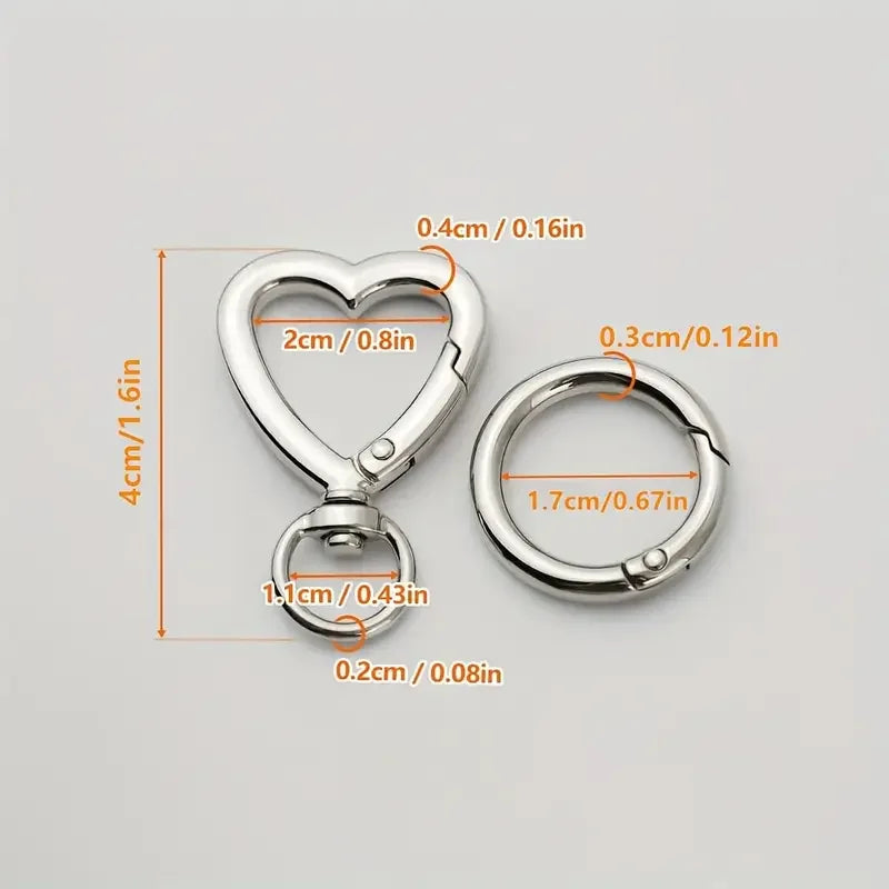 5/10/20/40 Sets Double Opening Swivel Keychain Clips Heart Spring Clasp Hooks Snap Rings for Lanyards Crafts Camping Hiking Gift