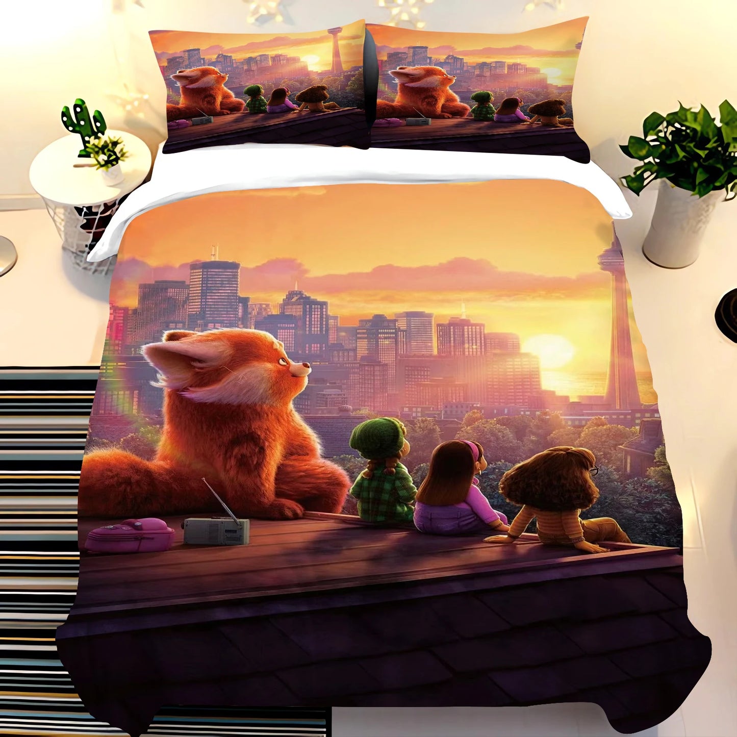 Pixar Red Panda Bedding Sets Duvet Cover Set King Size Children'S 3-Piece Set 1 Quilt Cover 100% Polyester  Home Comforter