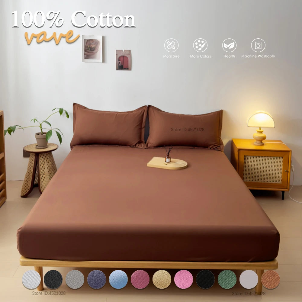 Single/Double/King/Queen Beds Cotton Fitted Sheet for Mattress Pads and Bedspread Covers in All Bed Sizes 140/150/160/180x200