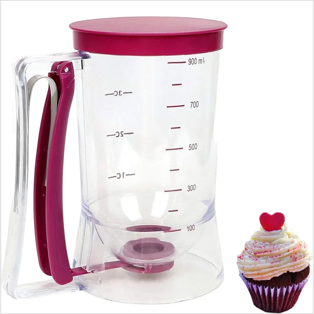 900ml Batter Dispenser Bottle with Squeeze Handle Is A Great Kitchen Gadget for Making Cupcakes, Waffles and Any Baked Goods