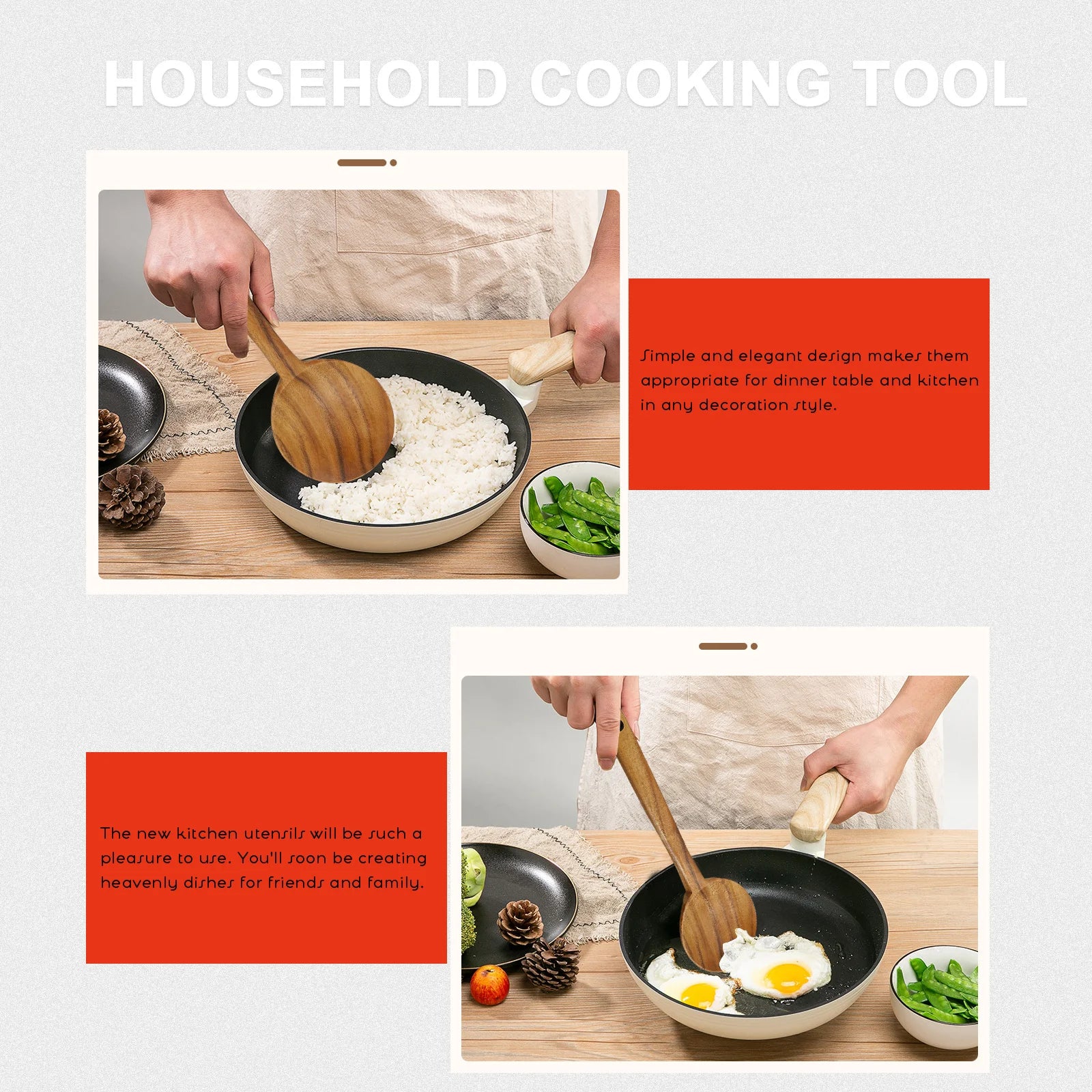 Premium Teak Wood Cooking Ladle Long Handle Soup Spoon Non-Scratch Kitchen Utensil Heat Resistant Wooden Tableware For Home