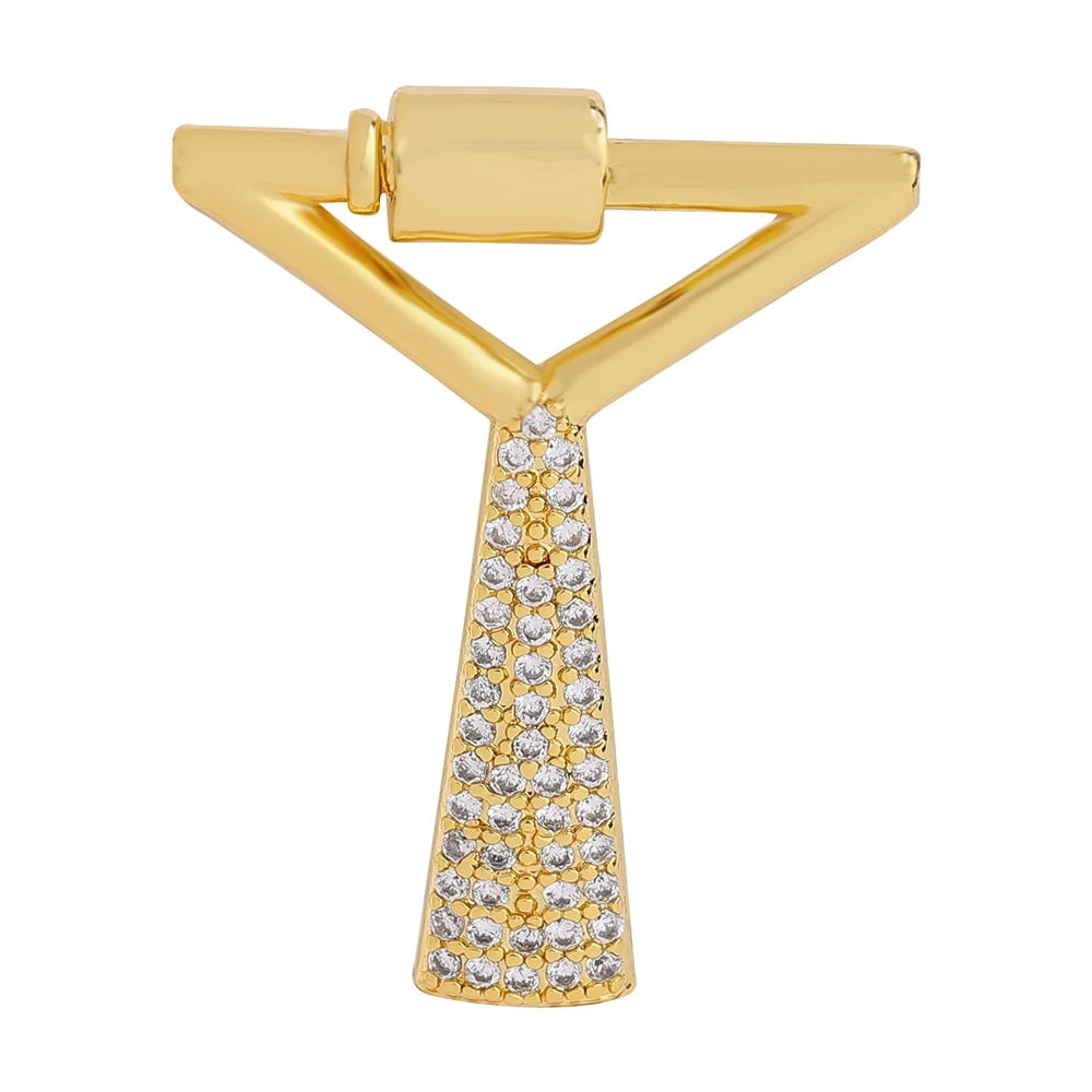 Juya 18K Gold Plated 26 Alphabet Letters Pendant Fasteners Bolt Carabiner Clasps For DIY Women Mesh Chains Name Jewelry Making