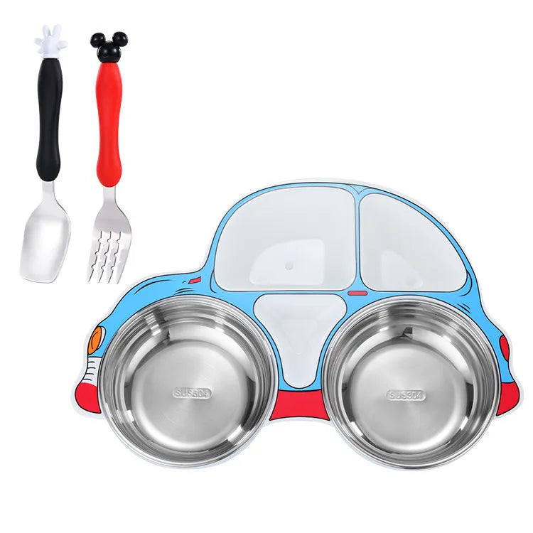 1PCS Children Airplane Dinner Plate 304 Stainless Steel Children Dishes Fruit Salad Tableware Kids Divided Plates Kitchen Stuff