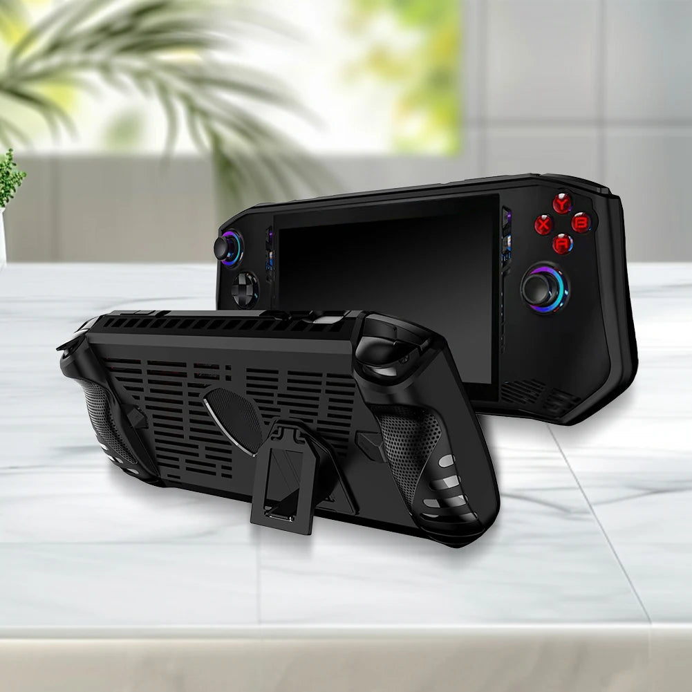 For MSI Claw A1M Handheld Console Case Soft TPU Protective Shell Shockproof Back Cover with Kickstand Game Accessories