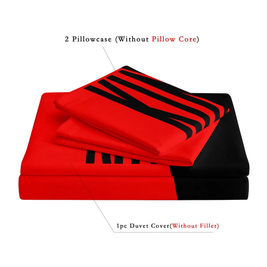 Grey and Black King Size Bed Pattern Down Duvet Cover Set, Soft and Comfortable Bedroom and Dormitory Decoration Bedding Set