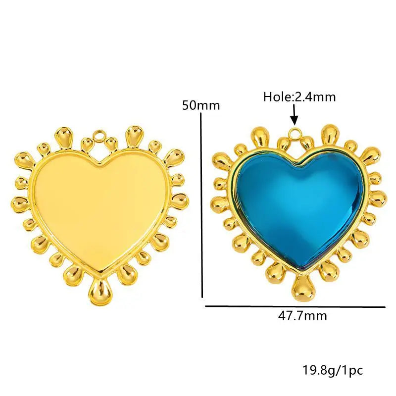 2pcs Stainless Steel Love Heart Jewelry Pendants for Necklaces  Bracelets DIY Jewelry Making Korean Fashion Accessories