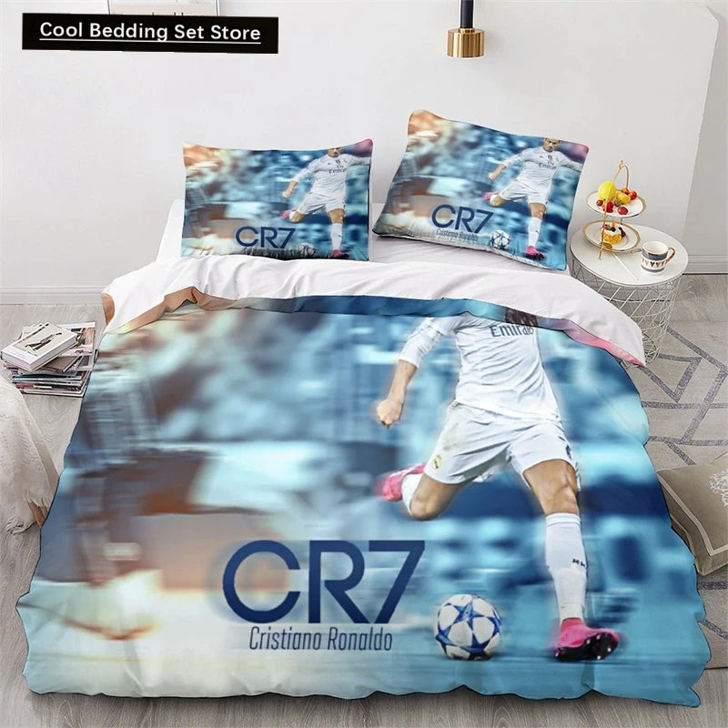 Duvet Cover Ronaldo 3D Kids Boys Girls Duvet Cover Soft Bedspread 2/3 Piece Set with Zipper Closure Soft Microfiber King Size