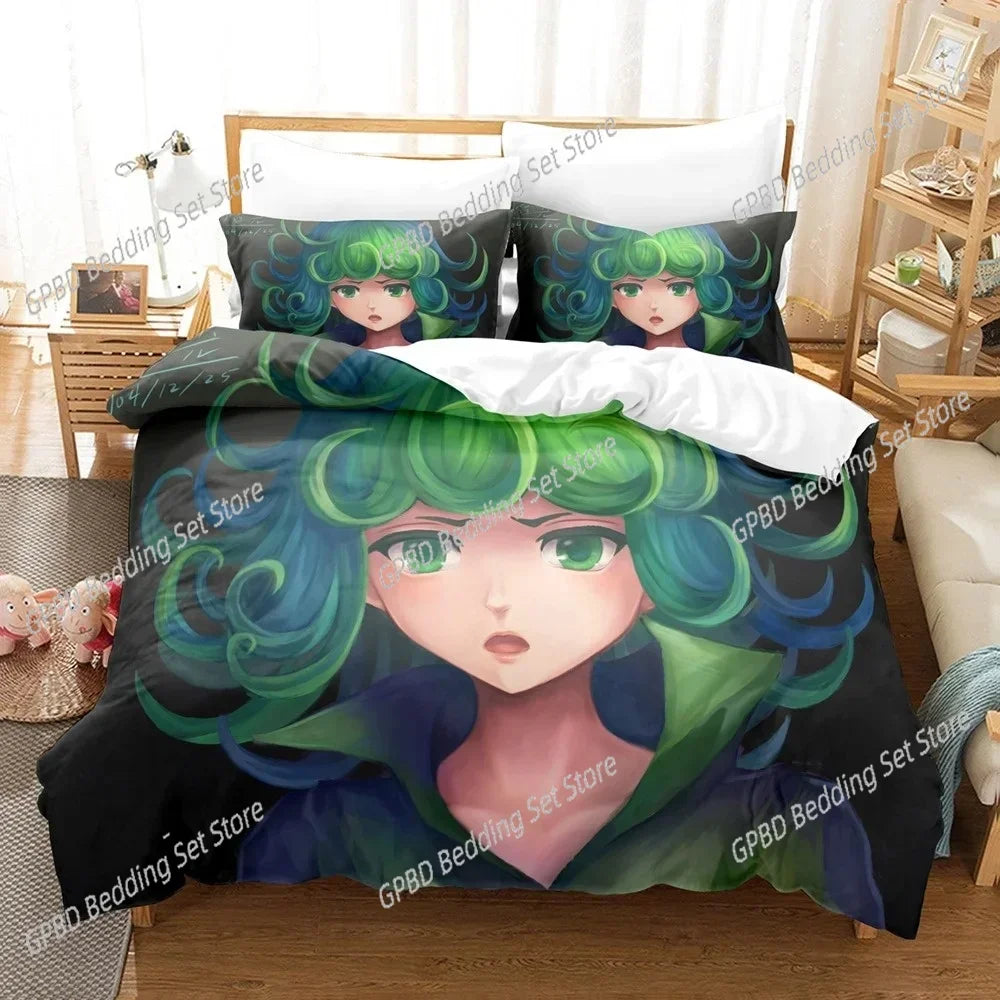 3D Anime Duvet One Punch Man Comfortable Duvet Quilt Cover Pillowcase Bedding Set Children Bedroom Decoration Home Textile