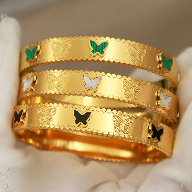 316L Classic Stainless Steel Metal Butterfly Bracelet for Women Elegant Bangles Rust-proof Bangle Wrist Jewelry