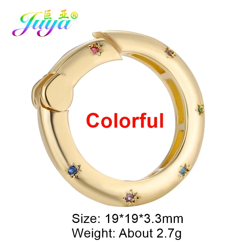 Juya 18K Gold Plated 26 Alphabet Letters Pendant Fasteners Bolt Carabiner Clasps For DIY Women Mesh Chains Name Jewelry Making