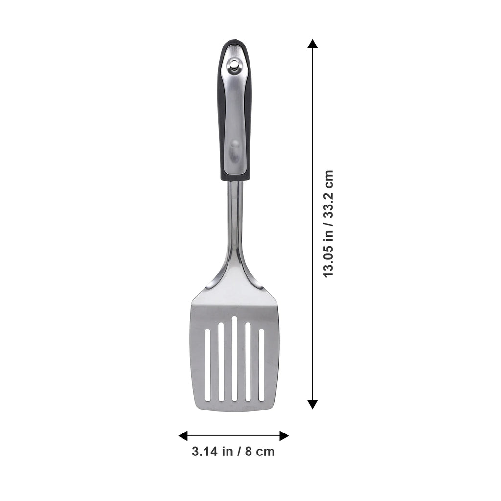 1Pcs Steak Spatula Premium Stainless Steel Slotted Shovel for Bbq Home Restaurant Kitchen Gadget Non-Slip Handle Hanging