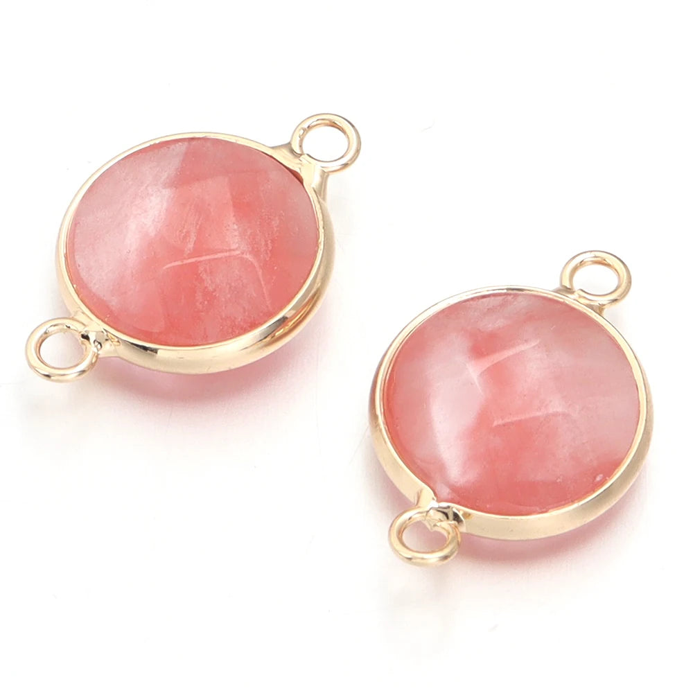 2-4pcs/lot Natural Stone Faceted Pendant Rose Quartz Lapis Lazuli Jade Charms For DIY Fashion Bracelet Necklace Jewelry Accessor