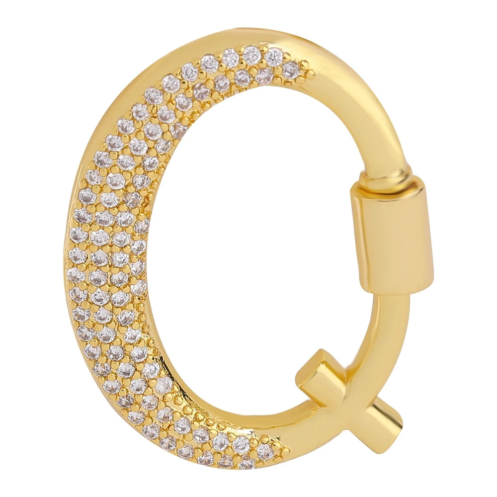 Juya 18K Gold Plated 26 Alphabet Letters Pendant Fasteners Bolt Carabiner Clasps For DIY Women Mesh Chains Name Jewelry Making