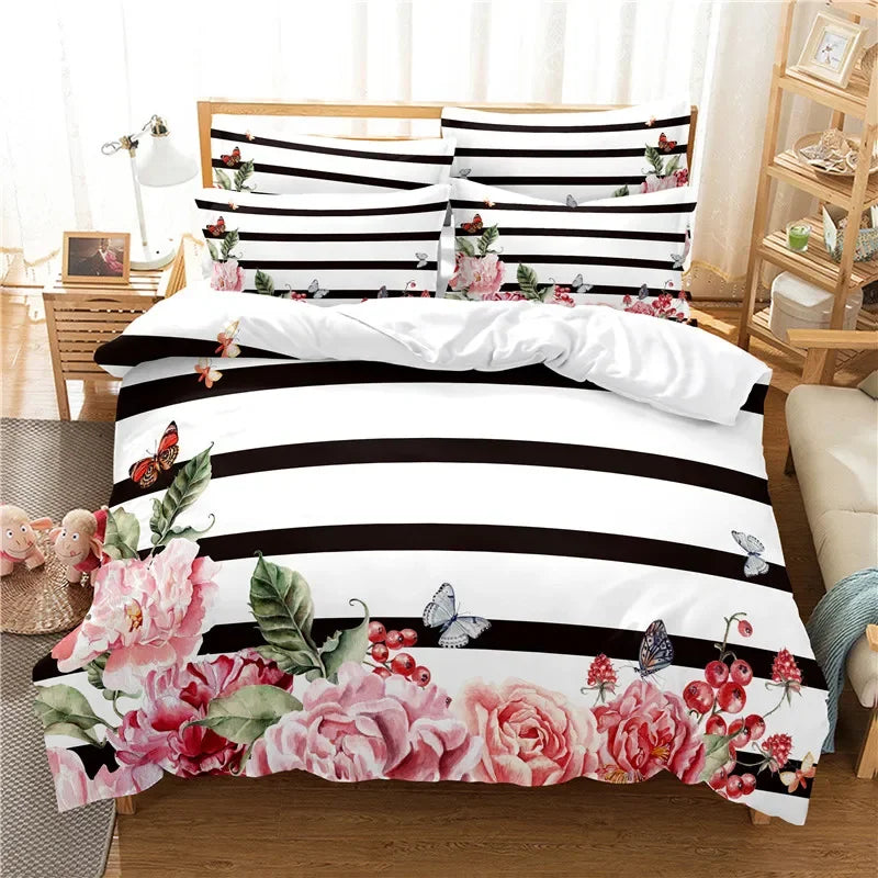 Flowers Bedding Set Duvet Cover Set 3d Bedding Digital Printing Bed Linen Queen Size Bedding Set Fashion Design