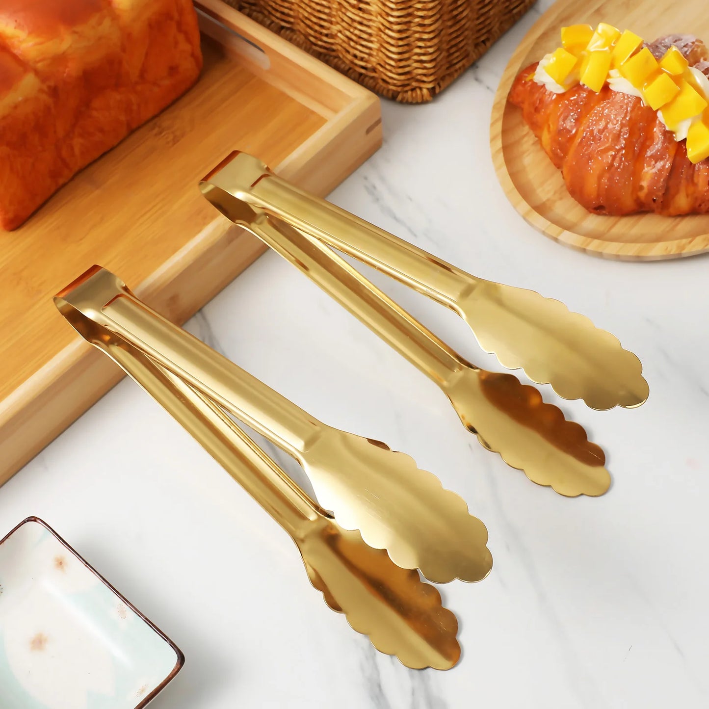 4pcs Stainless Steel Plum Blossom Tongs For Salad Buffet Barbecue Serving Cooking Food Handling Kitchen Utensils