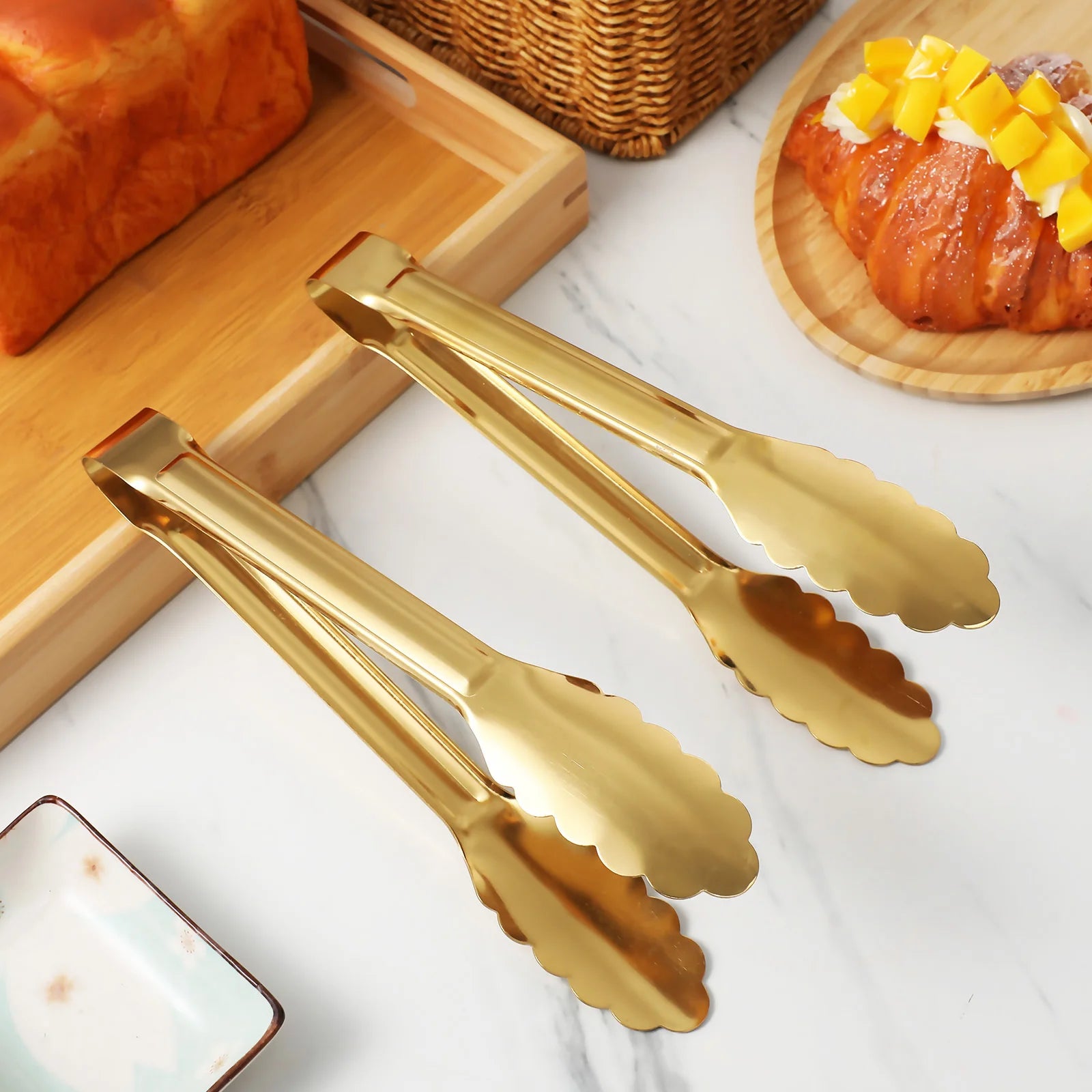 4pcs Stainless Steel Plum Blossom Tongs For Salad Buffet Barbecue Serving Cooking Food Handling Kitchen Utensils