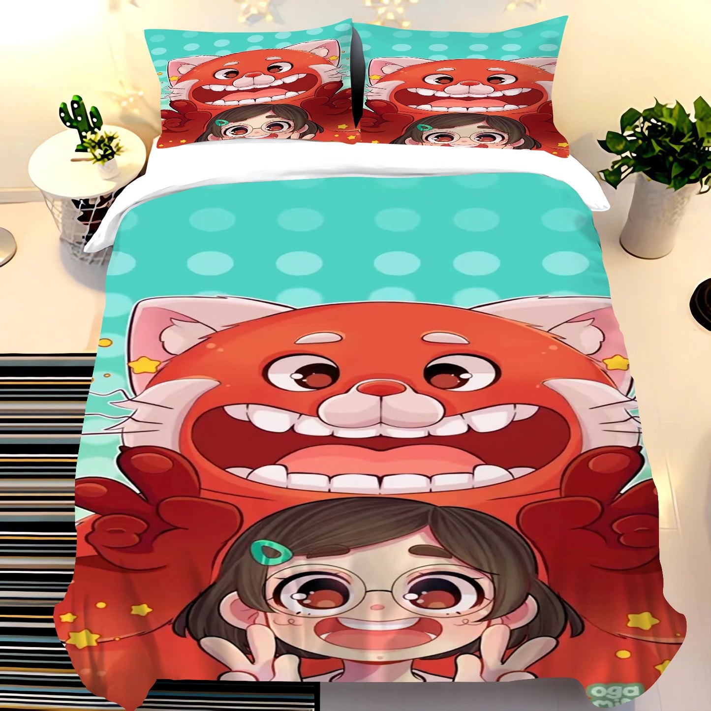 Pixar Red Panda Bedding Sets Duvet Cover Set King Size Children'S 3-Piece Set 1 Quilt Cover 100% Polyester  Home Comforter
