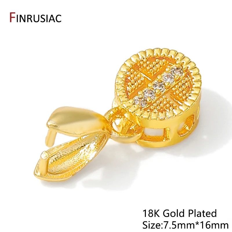 18K Gold Plated Brass With Zircon Jewellery Bail Clasps For Necklace Making,Pendant Pinch bail For DIY Jewelry Making Supplies