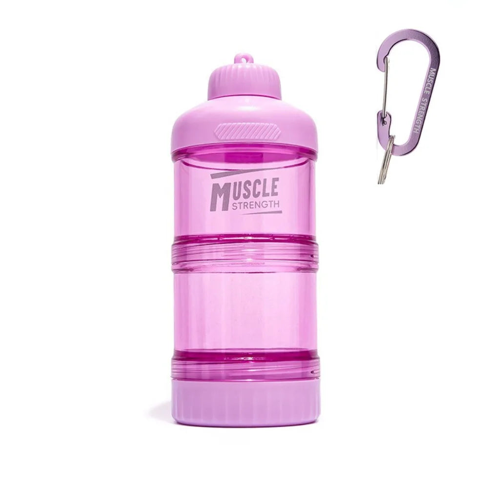 1/2/3 Layer Protein Powder Box Plastic Portable Funnel Fitness Supplement Bottle Durable with Mountaineering Buckle Snack Can