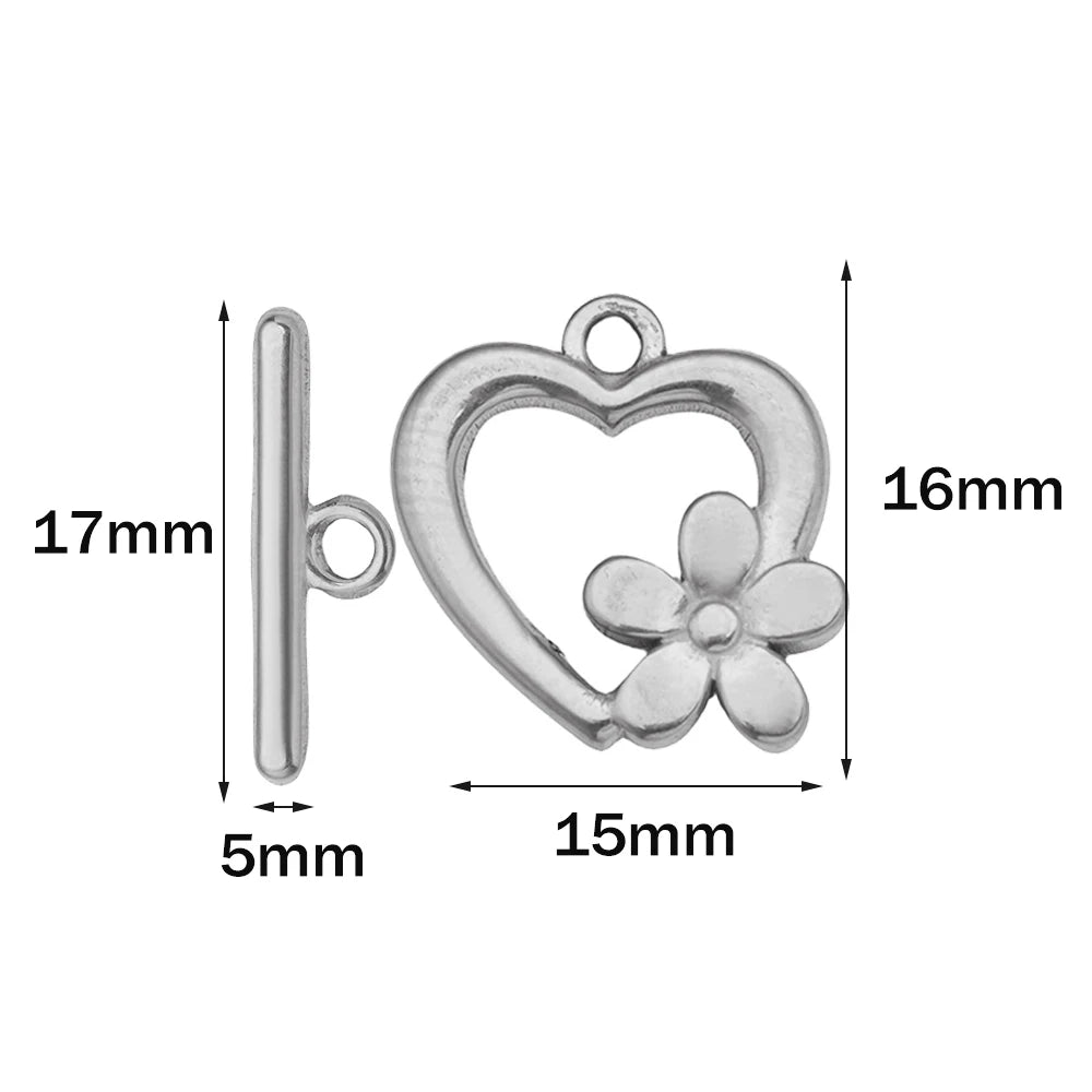 5 Sets Stainless Steel Toggle Clasp T-bar Closure Ring Fastener Hook End Connectors for DIY Necklace Bracelet Jewelry Making