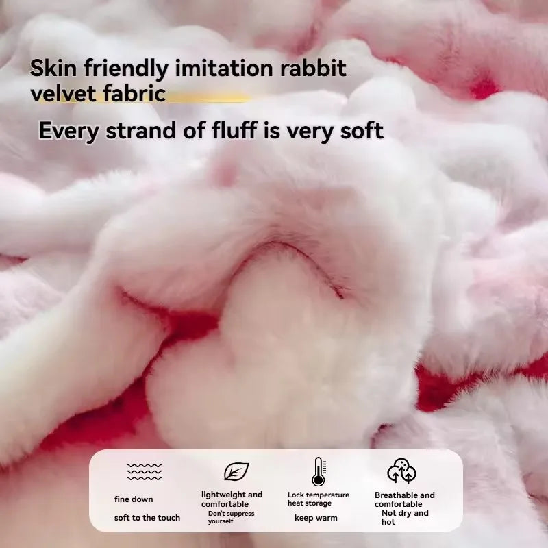 New Rabbit Fur Thickened Milk Velvet Duvet Cover Set Machine Washable Soft SkinFriendly Warm Bed Sheet for Home and Hotel 침구 풀세트