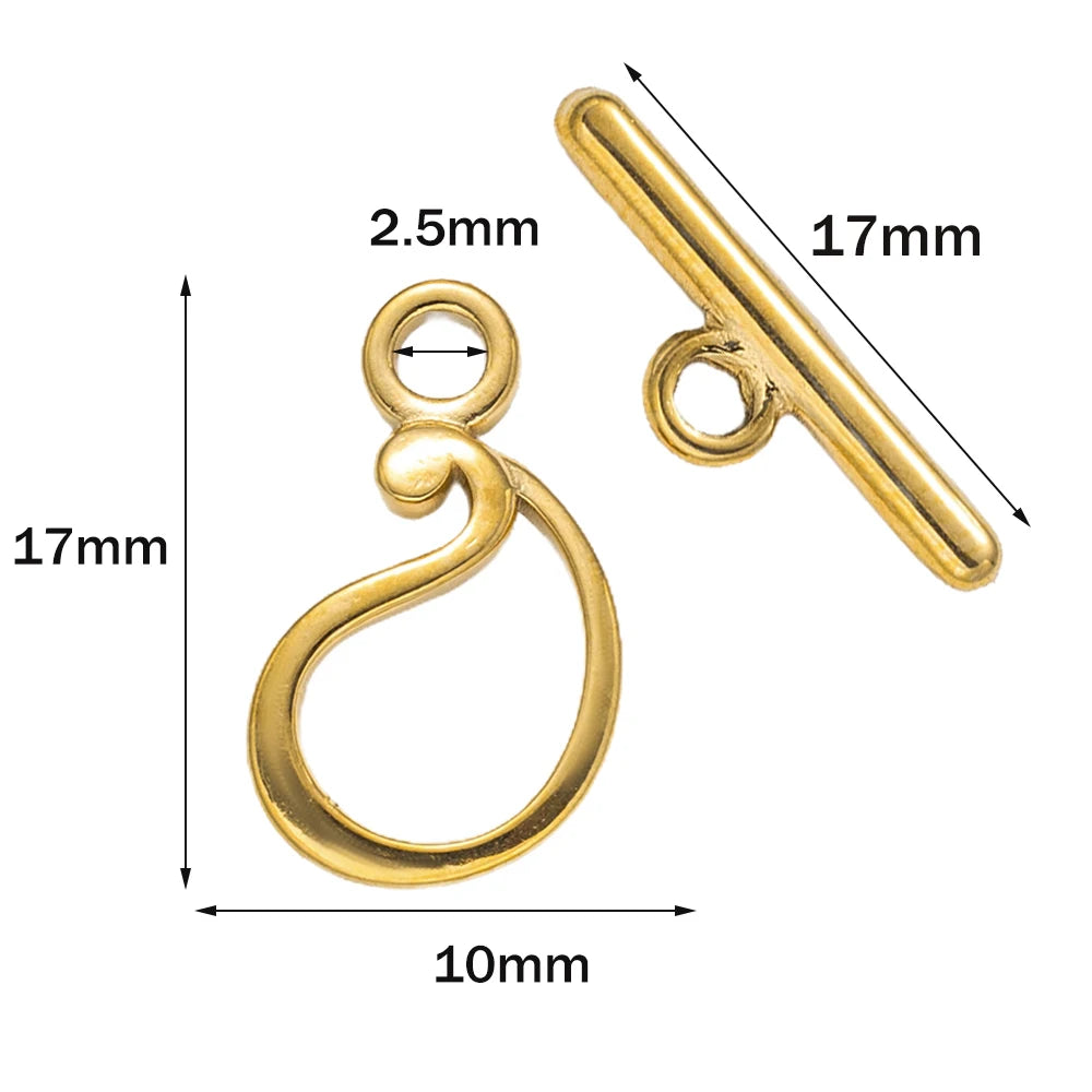 5 Sets Stainless Steel Toggle Clasp T-bar Closure Ring Fastener Hook End Connectors for DIY Necklace Bracelet Jewelry Making