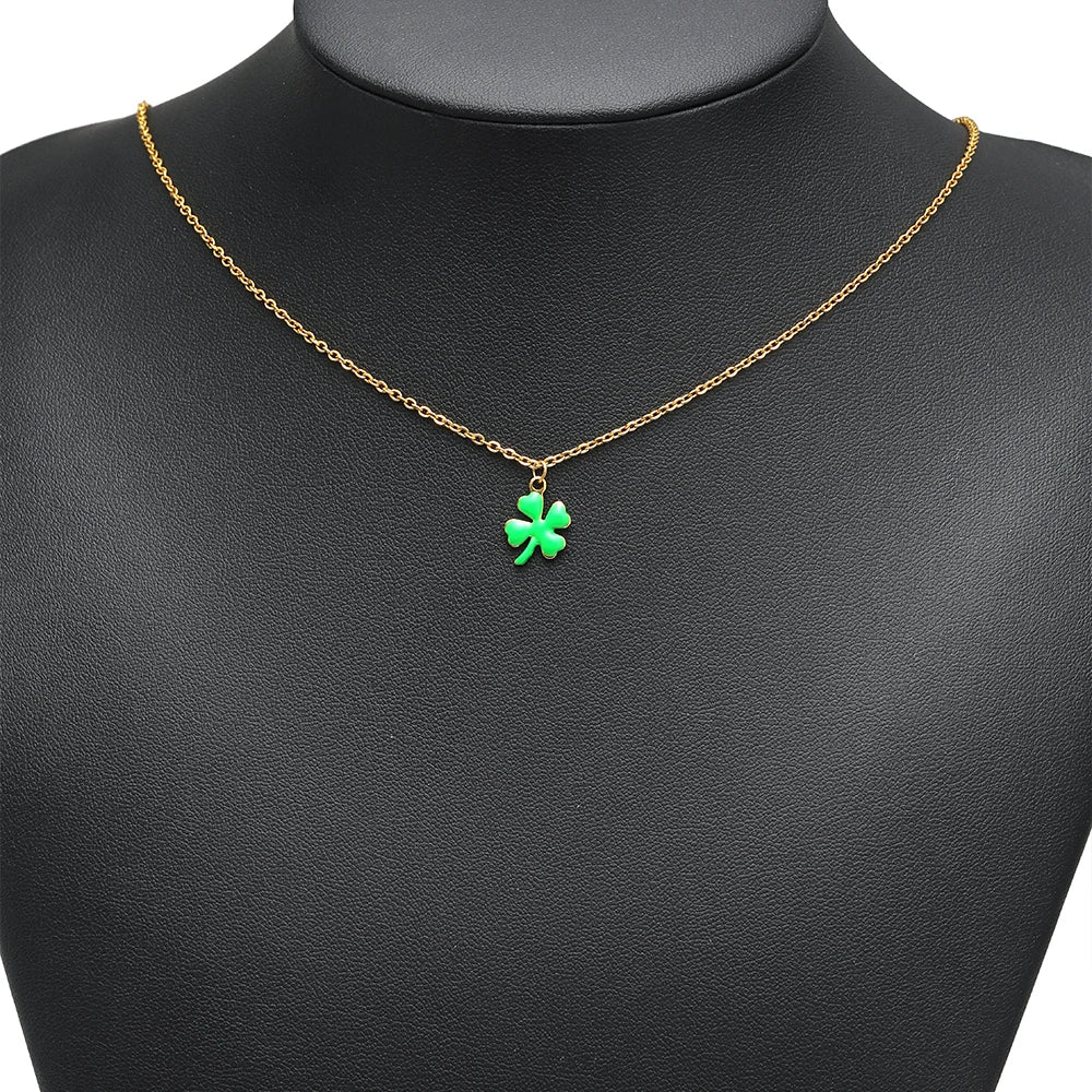 20pcs Stainless Steel Enamel Clover Flower Charms Lucky Pendants DIY Women Jewelry Making for Necklaces Bracelets Accessories