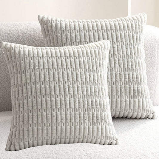 Corduroy Cushion Cover | Soft Plush Cushion Cover | 45x45cm | Light Grey Cushion Cover