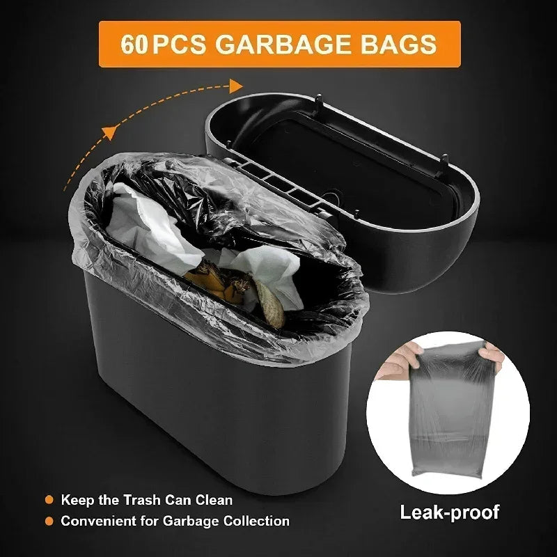Universal Car Clamshell Trash Bin Hanging Vehicle Garbage Dust Case Storage Box Black Square Pressing Trash Can Accessories