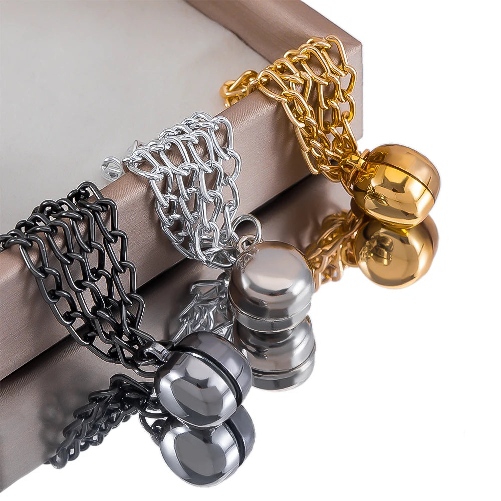 1pc 2pcs 4pcs 8pcs Tuck Waist Design Metal Chain Magnetic Buckle Long Pant Sleeve Shorten Free-suturing Fixed Alloy Brooch Strap