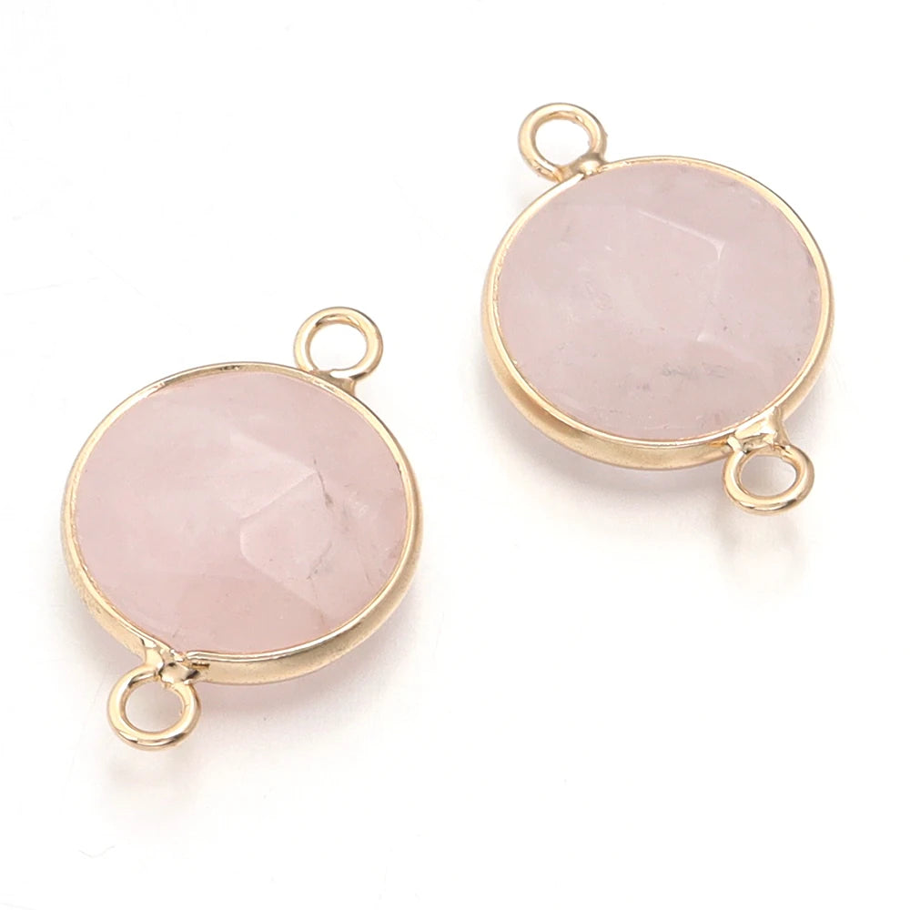 2-4pcs/lot Natural Stone Faceted Pendant Rose Quartz Lapis Lazuli Jade Charms For DIY Fashion Bracelet Necklace Jewelry Accessor