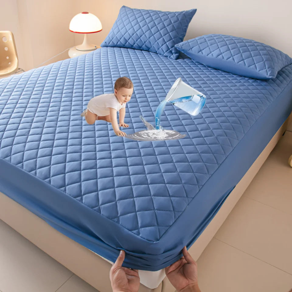 Waterproof Mattress Cover Anti-mites Soft Comfortable Breathable Bed Fitted Sheet Not Including Pillowcase