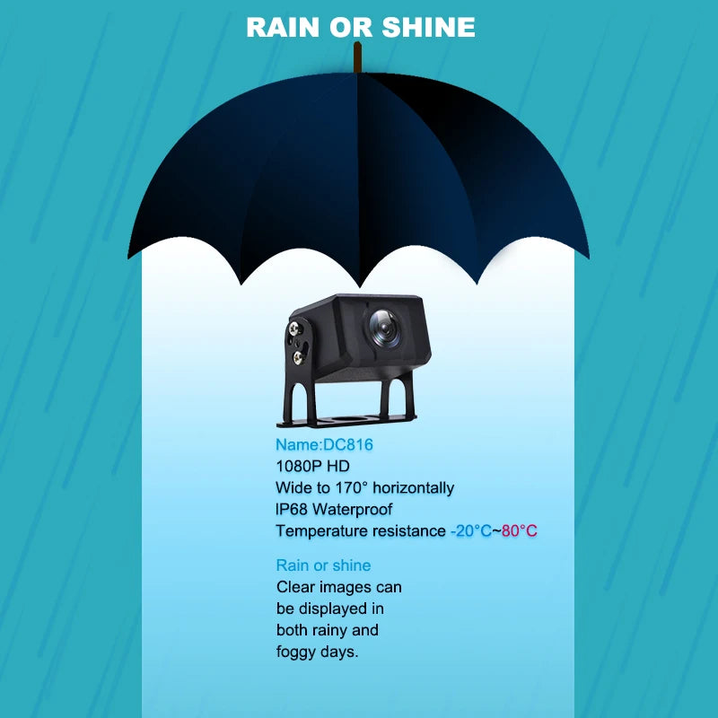 4 CH Car Reversing Aid System 9 Inch IPS Screen Monitor Kit Truck Park Security Night Vision RV Security Camera System