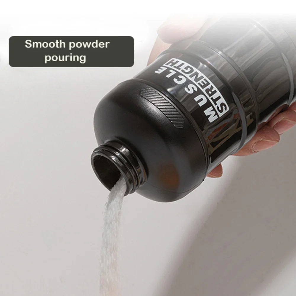 1/2/3-layer Plastic Protein Powder Box Portable Layered Storage Funnel Fitness Supplement Bottle with Mountaineering Buckle