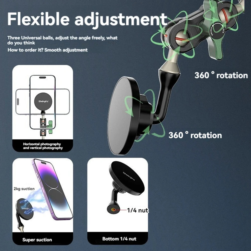 360° Magnetic Mobile Phone Holder For Smartphone Tripod Mount Adapter For Magsafe Case Phone Stand Accessories