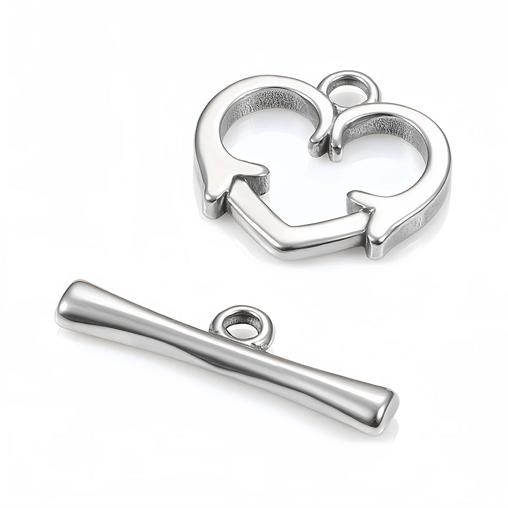2 Sets Stainless Steel OT Clasp Heart Toggle Clasps Buckle Connector for Necklaces Bracelets Hook DIY Jewelry Making Accessories