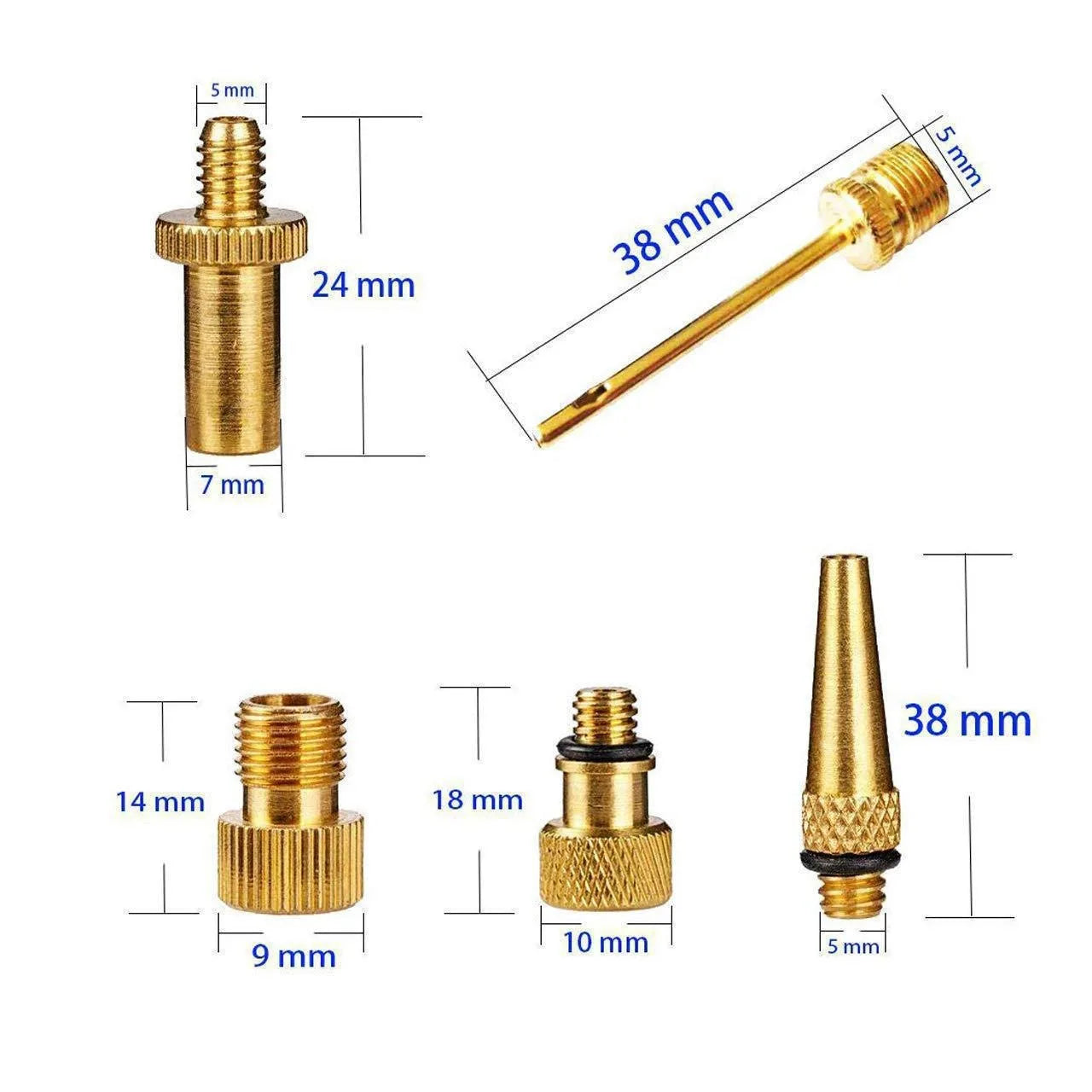Copper Bicycle Valve Adapter Set Bike Tire Pump Adapter Kit Inflator Pump Accessory Valve adapter SV AV DV Bicycle valve