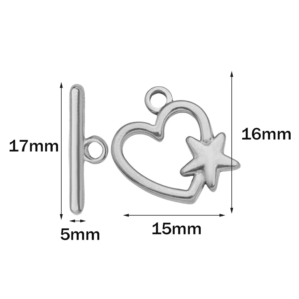 5 Sets Stainless Steel Toggle Clasp T-bar Closure Ring Fastener Hook End Connectors for DIY Necklace Bracelet Jewelry Making