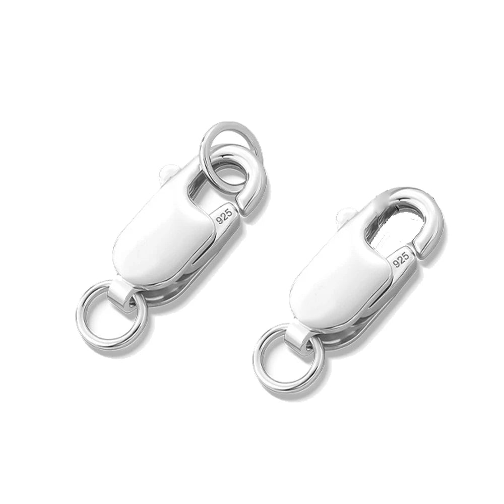 2Sets 925 Sterling Silver Spring Lobster Clasps Hooks Claw with Jump Rings for Jewelry Making Findings Making Accessories