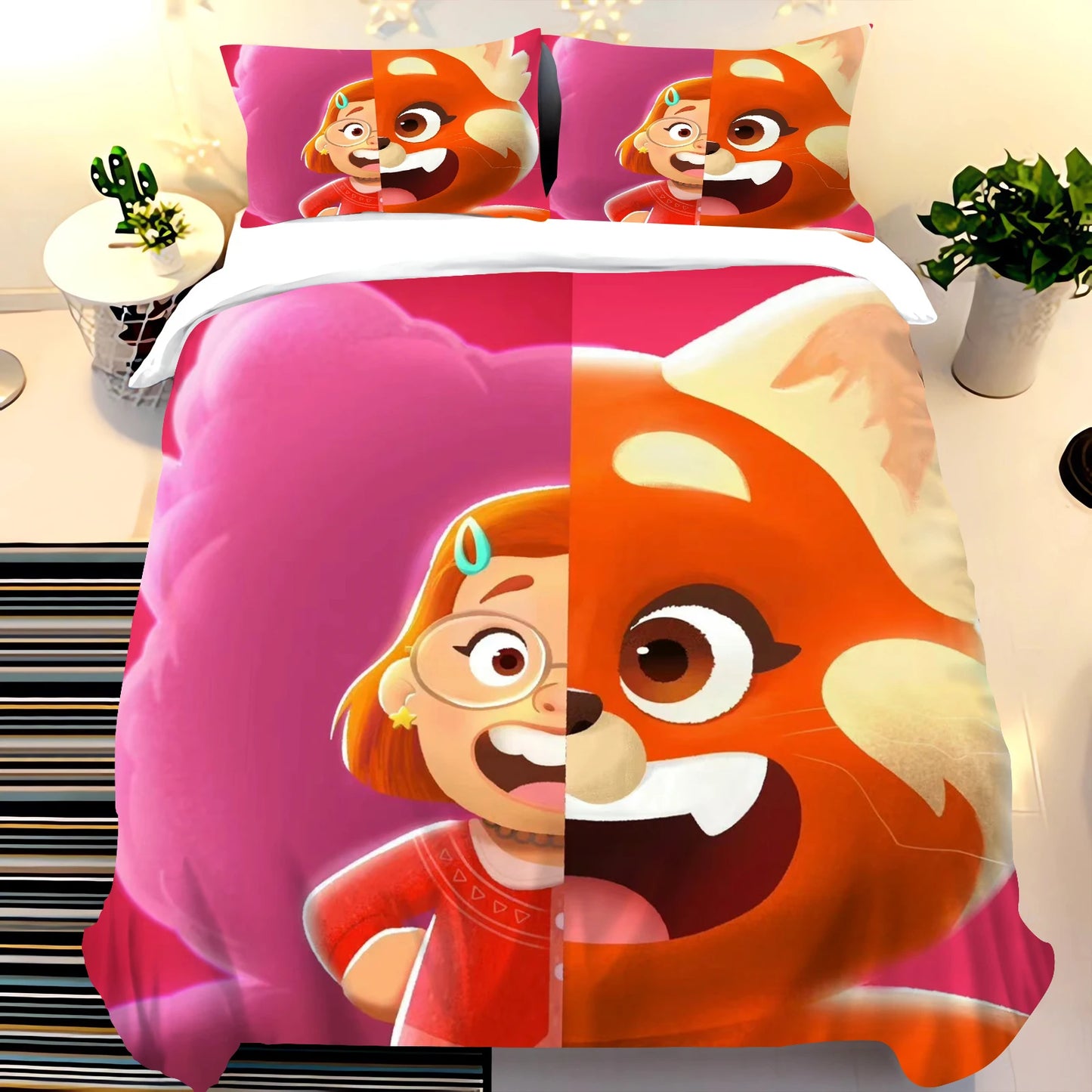 Pixar Red Panda Bedding Sets Duvet Cover Set King Size Children'S 3-Piece Set 1 Quilt Cover 100% Polyester  Home Comforter