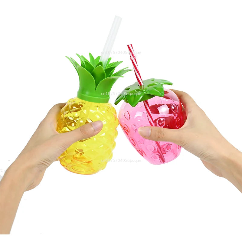 Strawberry Pineapple Shaped Water Bottle Durable Gadgets Outdoor Portable Tools Drinkware Straw Cup Kitchen Accessories
